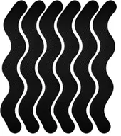 Maty antypoślizgowe - Naklejki antypoślizgowe pod prysznic, w kształcie litery S, do wanien, pryszniców, schodów, 1,3 x 18 cm, opakowanie 6 szt., czarne - miniaturka - grafika 1