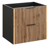 Szafki łazienkowe - WISZĄCA Szafka do Łazienki CZARNA 60 cm RYFLOWANA - miniaturka - grafika 1