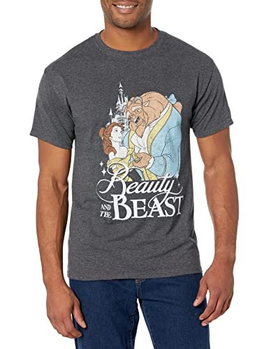 Disney Beauty and The Beast Classic Short Sleeve T-Shirt Męska koszulka, Szary, M