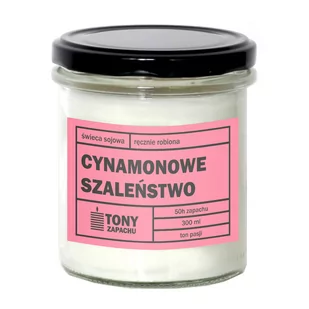 Świeca sojowa CYNAMONOWE SZALEŃSTWO - aromatyczna ręcznie robiona naturalna świeca zapachowa w słoiczku 300ml - Świece - miniaturka - grafika 1