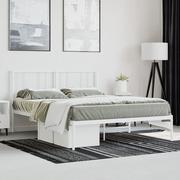 Łóżka - Metalowa rama łóżka z wezgłowiem biała, 140x200 cm Lumarko! - miniaturka - grafika 1