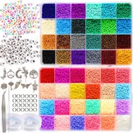 Prace ręczne dla dzieci - Zestaw Koralików do Robienia Biżuterii Bransoletek Naszyjników DIY 35000szt - miniaturka - grafika 1