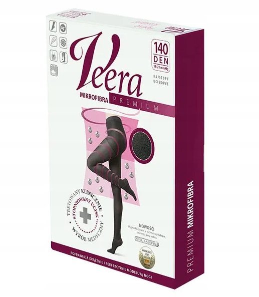 Rajstopy uciskowe Premium z mikrofibry 140 DEN Veera Beż 4