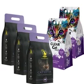 Żwirek dla kotów - Żwirek Bentonitowy Lawendowy 25l (5x5l Clear Cat, Cat Royale) - miniaturka - grafika 1