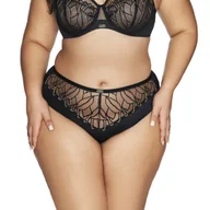 Bielizna nocna - Figi damskie z haftem i tiulem AV 2115 czarne  3XL - miniaturka - grafika 1