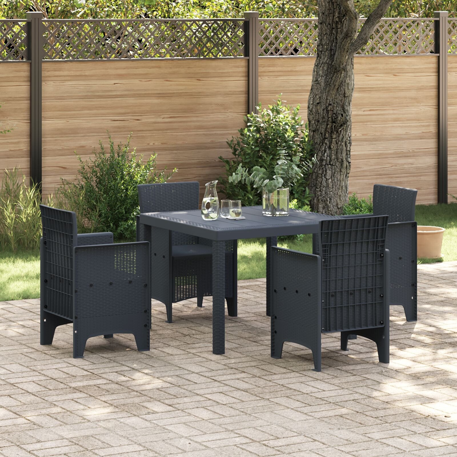 vidaXL Stół Ogrodowy Antracytowy 100x100x73 cm z Polirattanu
