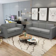 Komplety wypoczynkowe - Komplet wypoczynkowy 3+2 jasnoszary materiał - miniaturka - grafika 1