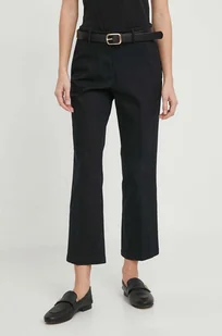 Sisley spodnie damskie kolor czarny proste medium waist - Spodnie damskie - miniaturka - grafika 1