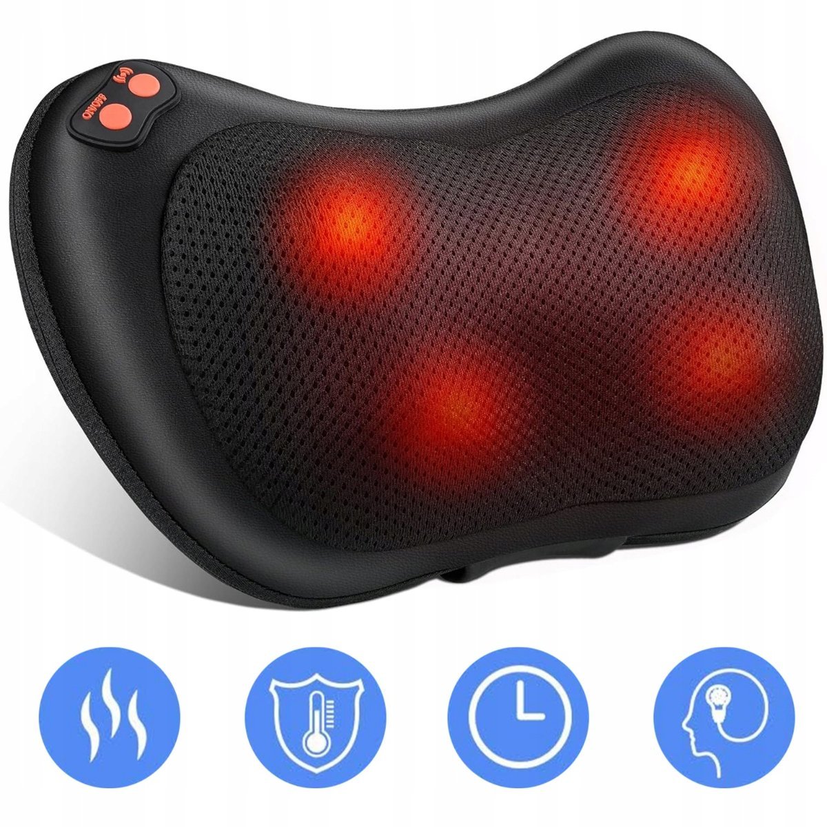 MASAŻER SHIATSU MASUJĄCA PODUSZKA DO MASAŻU KARKU PLECÓW CIAŁA PODGRZEWANA
