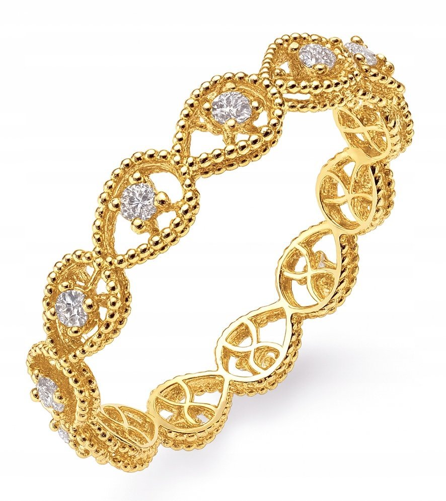 DAMSKI ZŁOTY PIERŚCIONEK Z BIAŁYMI CYRKONIAMI LACE BLOOM 14KT 585