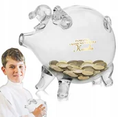 Skarbonki - Skarbonka Świnka Szklana z Grawerem Prezent na Komunię Pamiątka Komunii - miniaturka - grafika 1