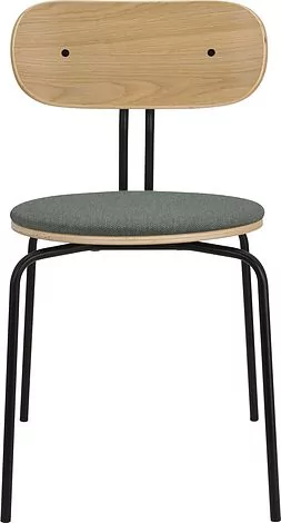 Krzesło Curious jasnozielone z tapicerowanym siedziskiem na czarnych nogach