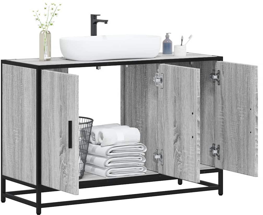 vidaXL Szafka pod umywalkę, szary dąb sonoma, 90x33x60 cm
