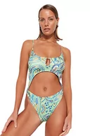 Stroje kąpielowe - Trendyol Damski strój kąpielowy z dzianiny Paisley, bardzo kolorowy, 40, Bardzo kolorowy, 44 - miniaturka - grafika 1