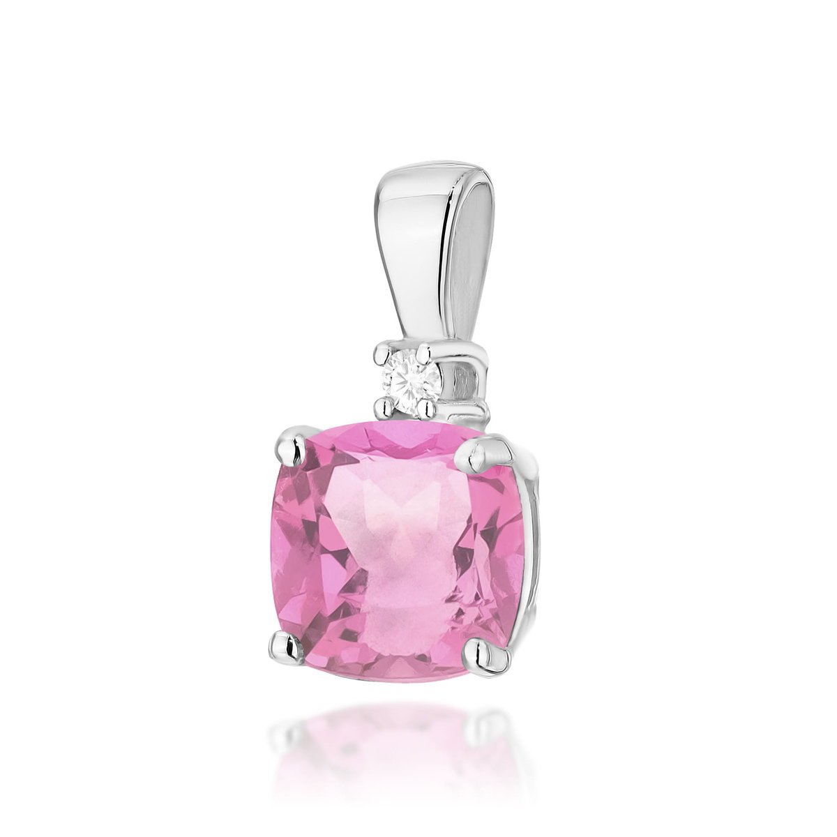 Złota zawieszka / wisiorek Różowy Topaz 1,10ct białe złoto pr. 585