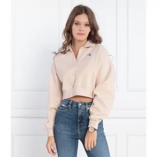 CALVIN KLEIN JEANS Bluza LABEL POLO COLLAR | Loose fit - Bluzy damskie - miniaturka - grafika 1