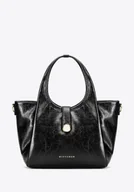 Torebki damskie - Damski kuferek z imitacji skóry z odpinanym paskiem czarny - miniaturka - grafika 1