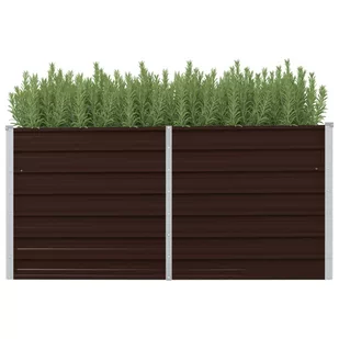 vidaXL Donica ogrodowa, brązowa, 160 x 40 x 77 cm, galwanizowana stal - Donice - miniaturka - grafika 1