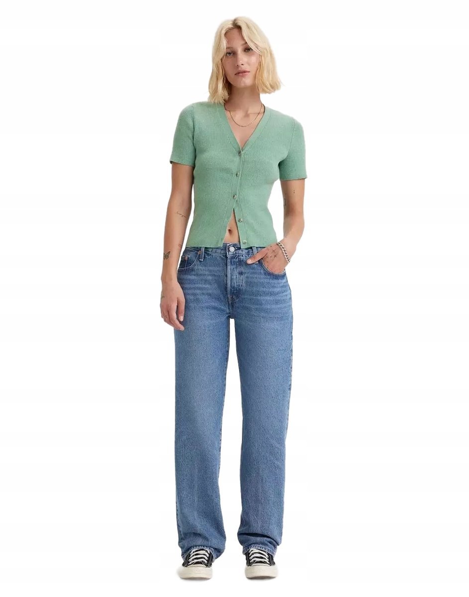 LEVI'S JEANSY MOM JEANS WYSOKI STAN NIEBIESKIE BAWEŁNIANE 33/30 6BA