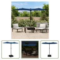 Parasole ogrodowe - The Living Store Podwójny parasol ogrodowy z LED - niebieski - 316x240 cm - Parasol Ogrodowy - miniaturka - grafika 1