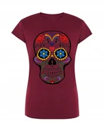 Koszulki i topy damskie - T-Shirt damski nadruk kolorowa czaszka r.XXL - miniaturka - grafika 1