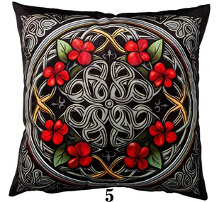 Poszewka 40x40 Druk Ornamenty grafitowa czerwona welurowa Faro - Poszewki na poduszki - miniaturka - grafika 1