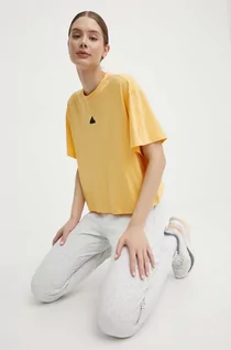 Koszulki sportowe damskie - adidas t-shirt damski kolor żółty IS0664 - grafika 1