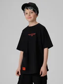 Koszulki dla chłopców - 4F T-shirt loose z nadrukiem chłopięcy - czarny 158/164 (12-14 lat) - miniaturka - grafika 1