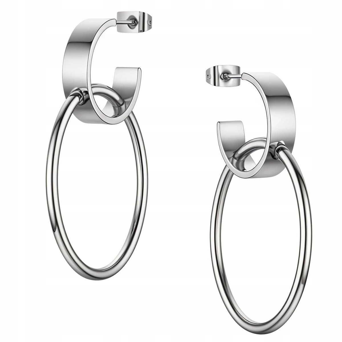 Kolczyki Koła Kółka Okrągłe Zjawiskowe Srebrne Ze Stali Szlachetnej Sztyft