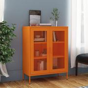Szafki do salonu - shumee Szafka pomarańczowa 80x35x101,5 cm stalowa - miniaturka - grafika 1