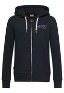 Bluzy damskie - Superdry Vintage Merch Store Ziphood Bluza damska, Light Viper Black, 36 - miniaturka - grafika 1