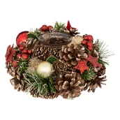 Świeczniki - Świecznik z szyszek i bombek, 19 cm - miniaturka - grafika 1