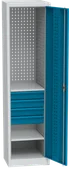 Szafy i regały magazynowe - Szafa warsztatowa na narzędzia wąska KOVOS, 2 półki, 4 szuflady. spawana, 505 x 600 x 1950 mm - miniaturka - grafika 1