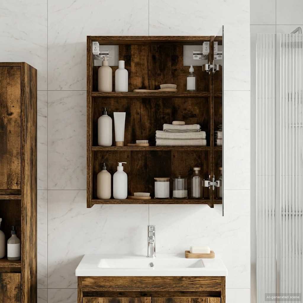 vidaXL vidaXL Szafka z lustrem do łazienki Dąb wędzony 43 x 16 x 62.5 cm