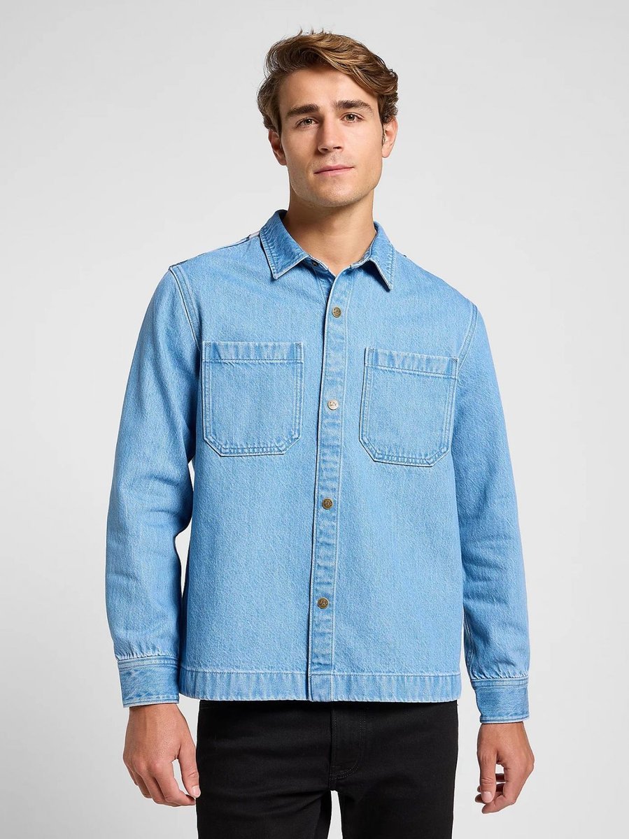 camicie uomo lee 112363918 light wash