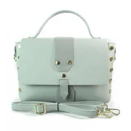 Torebki damskie - Kuferek listonoszka A5 złote dżety + zamsz szary jasny Vera Pelle VPK789GC - miniaturka - grafika 1