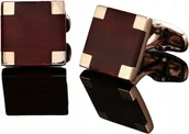 Spinki do mankietów i krawatów - Spinki do mankietów wzór BRĄZOWY KWADRAT - miniaturka - grafika 1