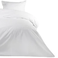 Pościel - Poszwa hotelowa 160x200 biała adamaszkowa na zakładkę paski 1 cm - miniaturka - grafika 1