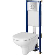 Stelaże i zestawy podtynkowe do WC - Zestaw Cersanit Arteco SET B598 miska WC CleanOn wisząca z deską wolnoopadającą i stelaż podtynkowy Tech Line Base z przyciskiem - miniaturka - grafika 1