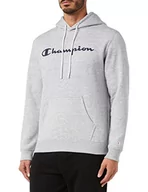 Bluzy męskie - Champion Męska bluza z kapturem Legacy American Classics Heavy Powerblend z polaru logo, Szary (Heather Grey), XXL - miniaturka - grafika 1