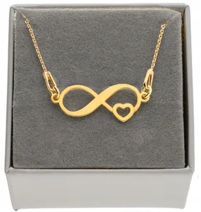 Złoty naszyjnik nieskończoność serce serduszko PUDEŁKO SREBRO 925 - Naszyjniki - miniaturka - grafika 1