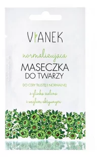 Vianek NORMALIZUJĄCA MASECZKA DO TWARZY z glinką zieloną i węglem aktywnym 10g - Maseczki do twarzy - miniaturka - grafika 1