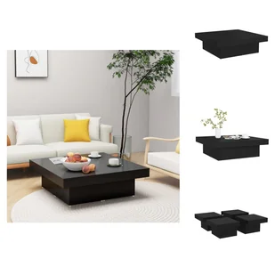 vidaXL Stolik kawowy czarny 90x90x28 cm materiał drewnopochodny - Stoliki kawowe - Ławy i stoliki kawowe - miniaturka - grafika 1