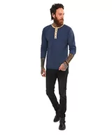 Koszule męskie - Joe Browns Męska koszula Henley w stylu gofrowym, niebieska, M, NIEBIESKI, M - miniaturka - grafika 1