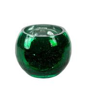 Świeczniki - C. zielony świecznik w formie kuli ze szkła 10X8 - miniaturka - grafika 1