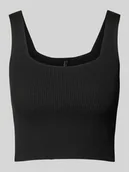 Koszulki i topy damskie - Top o kroju slim fit z prążkowaniem model ‘TATIANNA’ - miniaturka - grafika 1