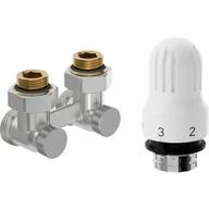 Zawory i kraniki - Mexen G04 zestaw termostatyczny dwururowy DN50, kątowy 1/2"x3/4", nikiel - W911-012-948-01 - miniaturka - grafika 1