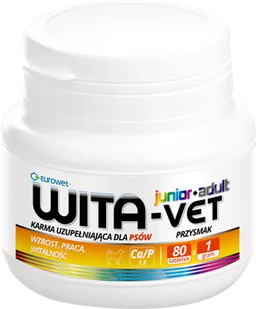 Wita-Vet Eurowet Szczenięta+ADULT Ca/P 1,3 1g 80tab - Suplementy i witaminy dla psów - miniaturka - grafika 1