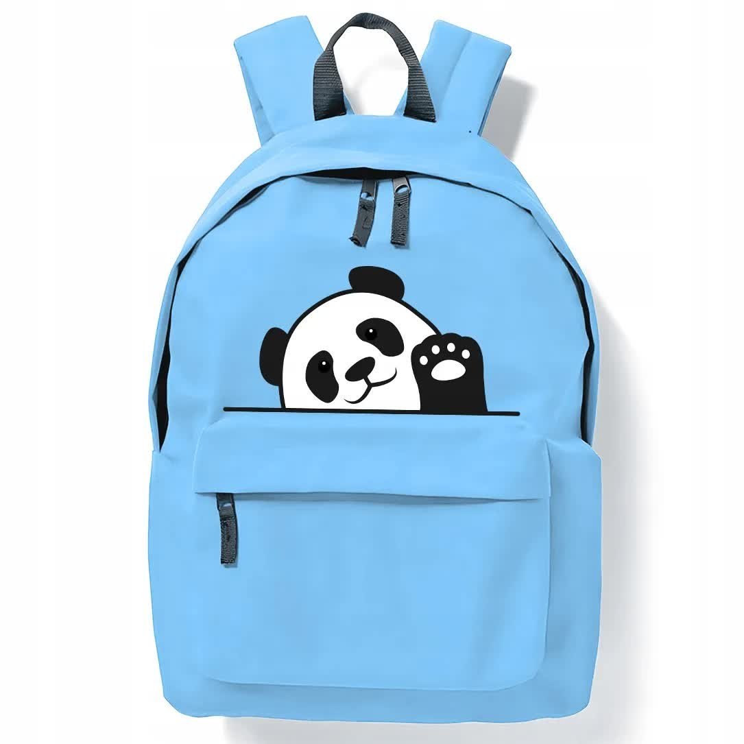 PLECAK Szkolny BŁĘKITNY PANDA Pojemny Wzory