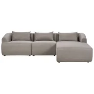 Narożniki - BELIANI Narożnik lewostronny 3-osobowy beżowoszary tapicerowany sofa narożna dodatkowe poduszki minimalistyczny styl - miniaturka - grafika 1
